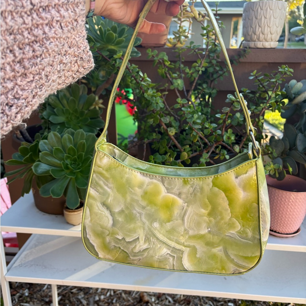 Urban Outfiters green vinyl shoulder bag